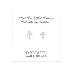 Dogeared It's The Little Things Gothic Cross Sterling Silver Stud Earrings NWT